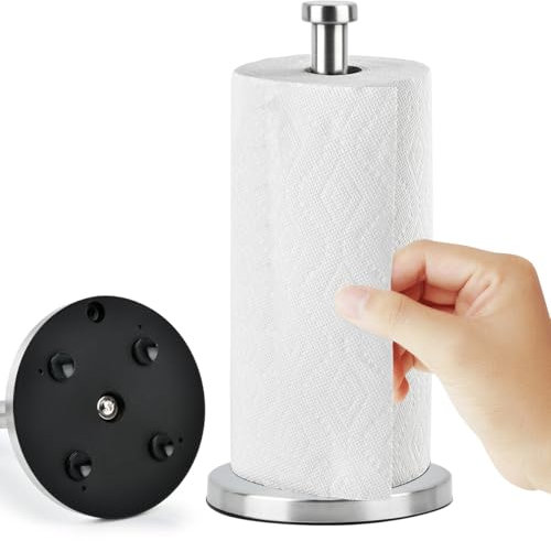 OctBird Stainless Steel Vertical Paper Towel Holder with Suction Cup,Grey