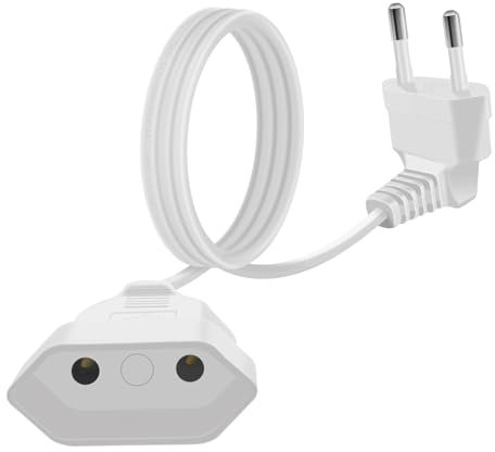 HuaLiSiJi Eurostecker Verlängerung 2,5A 250V Verlängerungskabel mit Eurostecker Kurz Eurostecker 90 Grad Kurz, für Haushaltsgeräte TV PC Computer Monitor Etc (Weiß, 3m)