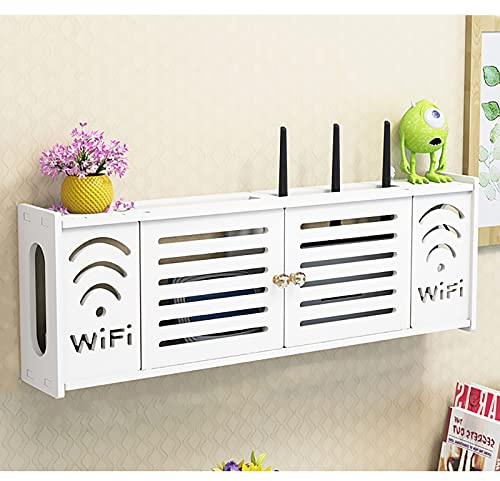 Guoyoocc Rack per Router Wireless,Scatola Per Mensola Del Router Wifi,Mensola del Router,Wi-Fi Box,Internet Box,Scatola di Immagazzinaggio Cavi,Ripiano per Router Wifi