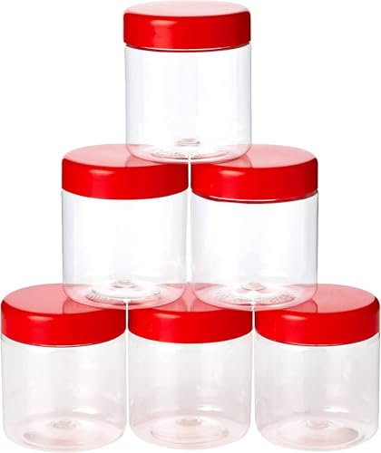 6 Pcs x 100ml Plastic Food Storage Containers With Lid Round Transparent Airtight Screw Locking Lid Meal Prep Canisters Jars Box Reusable, Leakproof, Dishwasher Safe
