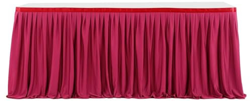 YCDZSW Tischrock Tischdecke | Tischröcke Für Rechteck Tisch Spandex Stretch | Faltenfreie Tischdecke Mit Rock Für Hochzeit Geburtstag Party Dekoration Tischdecken (Rot,14ft)