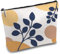 CREATCABIN Boho Blatt Make Up Taschen Für Frauen Reise Kosmetik Organizer Reißverschluss Etui Mehrzweck Polycotton Bleistifttasche Kulturbeutel Canvas Kosmetiktasche Für Sie Tochter Freundin 25x18cm