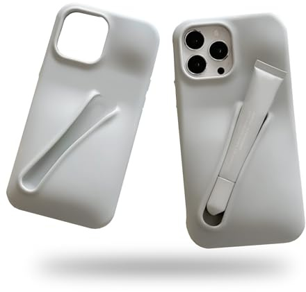 Sky Shop Inc Case For IPhone 14 Grey Silicone Lip Gloss Holder Cute Protective Shock Proof Stylish Womens Girls Cover Soft Lip Glaze