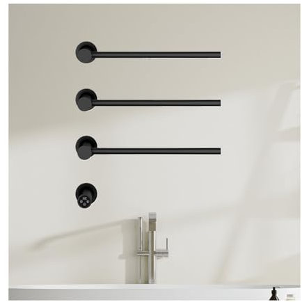 WRJAHCG Inteligente Calentador Baño Pared,Secador De Toallas Radiador,Bajo Consumo Toallero Electrico Baño Acero Inoxidable,Negro,3 Rods