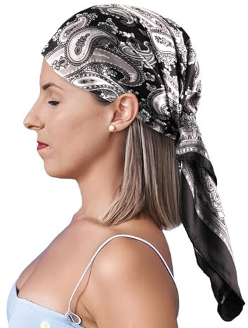 GADITIEK Kopftuch Damen, Bandana, Kopftücher für Damen, Hijab Kopftuch, Chemo Kopfbedeckung Damen, Christliches Kopftuch, Halstücher Für Damen, Schal Damen 90×90cm (Cashew-Muster)