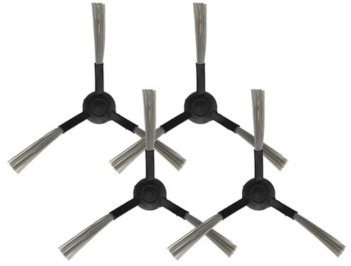 vhbw 4X Seitenbürste kompatibel mit Xiaomi Mijia STYJ02YM Saugroboter | Reinigungsbürsten Set, links/rechts, schwarz