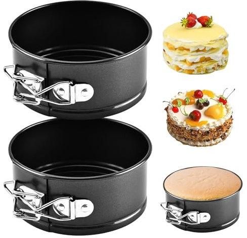 Parthan 2 Stück Mini Springform, 4.5 Zoll Kuchenformen für kleine Backkreationen, Antihaftbeschichtet, langlebig, perfekt für Quiche, Käsekuchen und Mehr, Tiefe Kuchenform für Backen