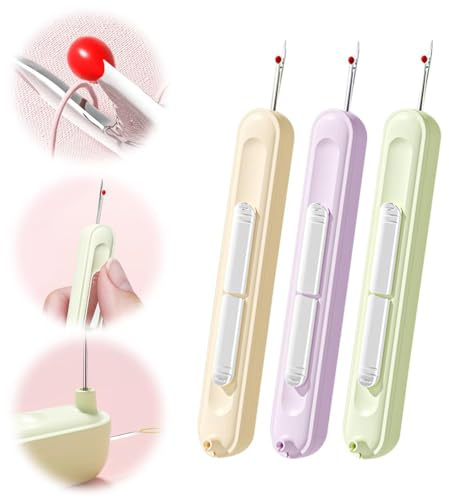 Infila ago 2 in 1, scucitore, scucitore elastico per cucire, strumento per la rimozione del filo per cucire a mano, lavorare a maglia, punto croce, ricamo e rimozione del filo (3 Colori)