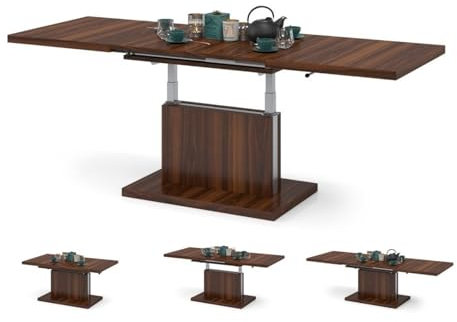 All4All Couchtisch Asti - Kaffeetisch - Wohnzimmertisch – Höhenverstellbar - mit Einlegeplatten - Ausziehbar - Sofatisch - 120x70cm - 05 - California Nuss