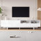 HAINEW TV Schrank TV Lowboard mit 2 Türen und 2 Schubladen, Moderner 200cm Lang TV Tisch Fernsehtisch Fernsehschrank mit 2 Offenes Fach und Metallbeine, Weiß, 200×40×51cm