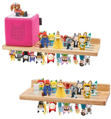 Gieanoo für Tonie Regal Mädchen,Tonies Box Regal für 70-75 Zeichen Natürliche Eiche Tonie Regal Erweiterung Rechteck Kompatibel Ladestation für Kinderzimmer,Babyzimmer 16in+12in