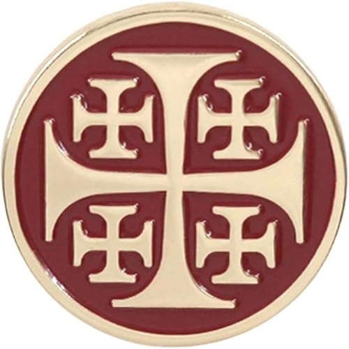 HiyyFloy Jerusalem-Kreuz-brosche, Legierung, Jerusalem-Kreuz-anstecknadel, Rotgold, Kreuzritter-Revers, Emaille-anstecknadel, Dekorative Brosche Für Damen Und Herren