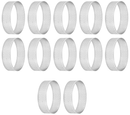 Povxlum 12 Pièces 7 cm Cercles à Tarte Circulaires Perforés en Acier Inoxydable pour Tarte Aux Fruits, Quiches, Gâteaux, Mousse, Moule de Cuisine, Outil de Cuisson