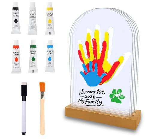 Aischens Kit de Huellas de Manos Familiares, Set Marco de Huellas Bebé | Recién Nacido y Toda la Familia con Espacio para 5 Huellas, Recuerdo Personalizado Familiar DIY Regalo para Recién Nacido