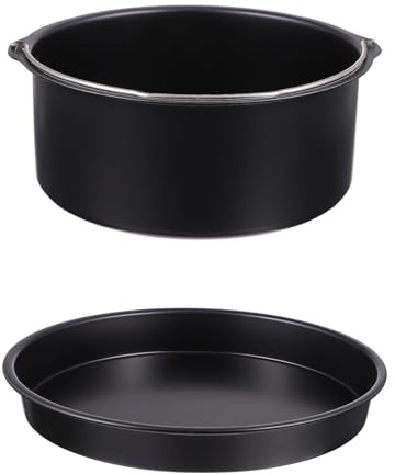 VANZACK Heißluftfritteusen Zubehör 8 Zoll Pizzablech und Kuchenform Antihaftbeschichtet Robustes Backset für Backofen und Airfryer für Kuchen Pizza und Pfannkuchen