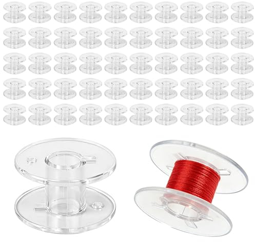 50 Pz Bobine Macchina da Cucire | Spolette per Macchina da Cucire Professionale, Bobina in Plastica Trasparente, Bobine per Macchine da Cucires