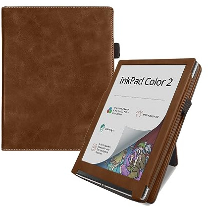 Étui en cuir ultra fin avec support pliable pour tablette Pocketbook Inkpad Color 2 / Inkpad Color 3 / Inkpad 4 (marron)