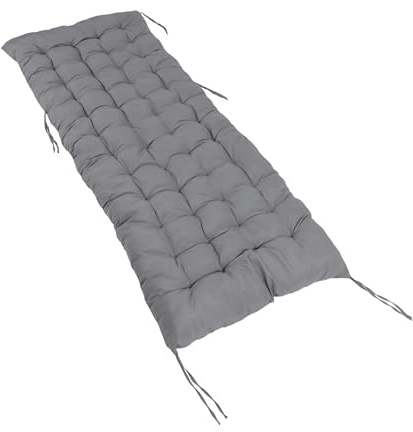 Relaxdays Bankauflage, 190x70 cm, gepolstert, gesteppt, mit Bändern, Outdoor, Bankkissen für Gartenbank, Paletten, grau