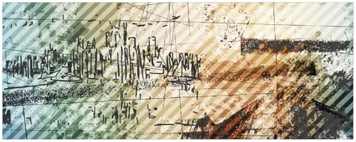 Wallario Memoboard aus Glas mit Motiv, Magnet-Tafel in 32 x 80 cm in Premium Qualität Grunge Stil Streifen Schrift und Muster
