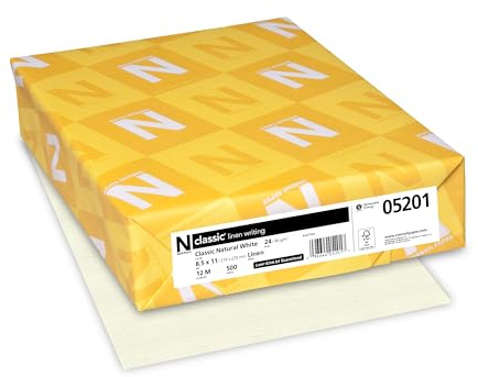 Neenah Classic Linen Writing Paper, Letter 8.5x11 Inches, 24lb, Classic Natural White (Ivory), 500 Sheets (05201)