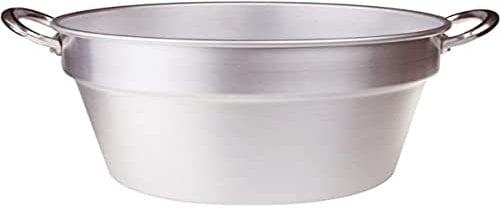 Pentole Agnelli FAMA85S60 Aluminium-Tomatentopf mit 2 Griffen, Südtyp (Boiler), Durchmesser 60 cm, 96 Liter, Silber