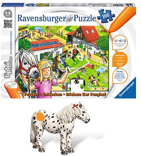 Ravensburger tiptoi 2 Puzzeln, Entdecken, Erleben: Der Ponyhof + Tierfigur: Appaloosa Pony