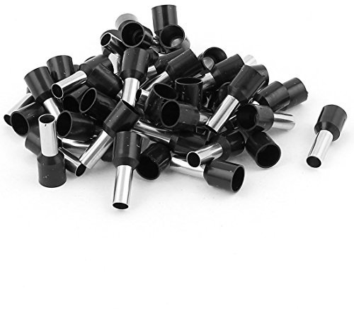 sourcing map 50pcs 10mm2 Embout de Câble Embout de Câblage Cosse à Sertir électrique Fil Sertissage Borne Connecteur Terminal Borne à sertir isolé Bootlace Virole Connecteur Noir