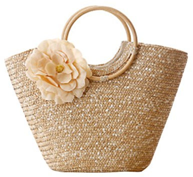 YOUJIA Femme Fleur En Paille Tressée Casual Sac De Plage/Fourre-Tout (Couleur Primaire)