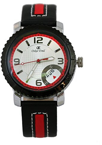 Oskar Emil Saarland Armbanduhr schwarz rot