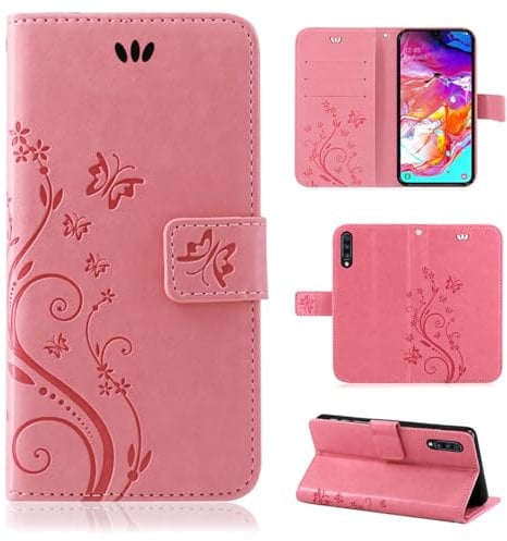 Hülle Kompatibel mit Samsung Galaxy S6 | Premium PU Leder Handyhülle Wallet Case | Schutzhülle Blumen Klapphülle Handyhülle | Rosa