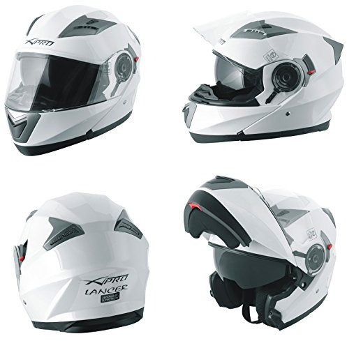 Casco Modulare Apribile Moto Touring Sport Visiera Parasole Bianco S