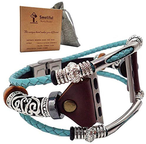 Smatiful Uhr Original Armband Zubehör mit Schutz Tasche für Damen und Herren, Verstellbar Leder (Not Silikon) Ersatz Sport Watch Band for Apple Watch 38mm(Series 1,2,3) & 40mm(Series 4,5), Tiffany
