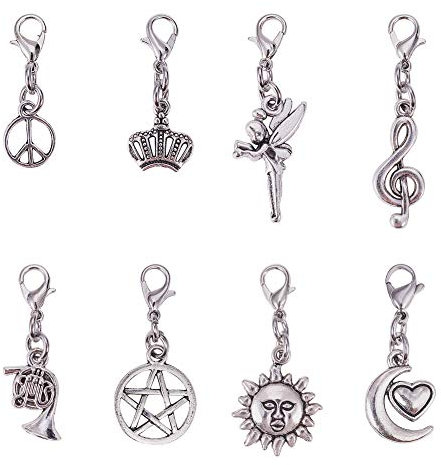 PandaHall 16 Stücke 8 Arten Reißverschluss Anhänger Perlen für Stricken Stich Häkeln Marker Geldbörse Charms DIY Armband Halskette Schmuck Machen