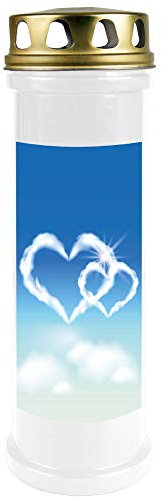 HS Candle 5er Pack Grabkerzen mit Motiv, Grablicht mit Brenndauer von ca. 4 Tage, Motiv: Herz Wolke, in vielen weiteren Varianten