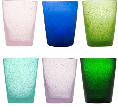 Memento Set 6 Bicchieri da Acqua in Vetro colorato Fantasia Malva