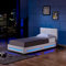 Home Deluxe - LED Bett Asteroid - Weiß, 90 x 200 cm - inkl. Matratze und Lattenrost I Polsterbett Design Bett inkl. Beleuchtung