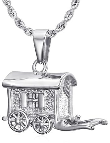 BOBIJOO Jewelry - Pendentif Collier Roulotte Verdine Caravane Voyageurs Gitans Acier 316L Chaîne