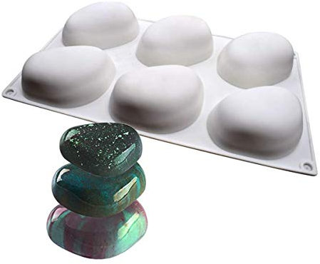 Molde de Silicona Antiadherente de Grado Alimenticio, 6 Cavidades Forma de Piedra 3D Moldes para Caramelos, Moldes con Formas para Pastel, Repostería, Panecillo, Pudín, Bizcocho