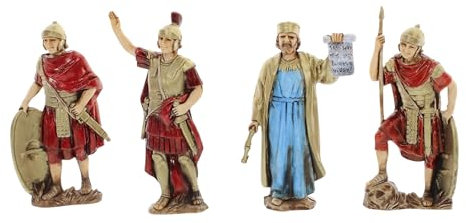 Moranduzzo Set 4 Figuras del Belén: Rey Herodes y Soldados Romanos para Belén de 8 cm, Escala 1:22 – Standard 8 – Figuras Indestructibles, Pintadas a Mano, Made in Italy, Escultor M. Landi