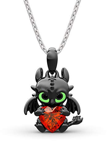 Jeulia Drachen 925 Sterling Silber Halskette Dragon Hug Me Zeigen Sie Ihr Herz Cut Stein Zircon Anhänger für Frauen Freundin Mama Verlobung Hochzeitstag Weihnachten Geburtstag Schmuck Geschenk