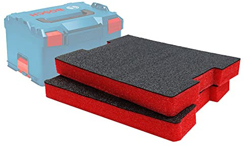 Shadow Foam L-Boxx Einsätze [Doppelpack] für Bosch L-Boxx 102-374 Schaumstoff für Sortimo L-Boxx Modular Werkzeugkoffer (50mm, Rot)