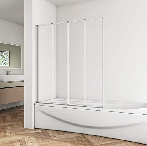 Huiyang 900x1400mm 4 Fold Pivot Folding Bath Shower Screen Glass Over Door Bathroom