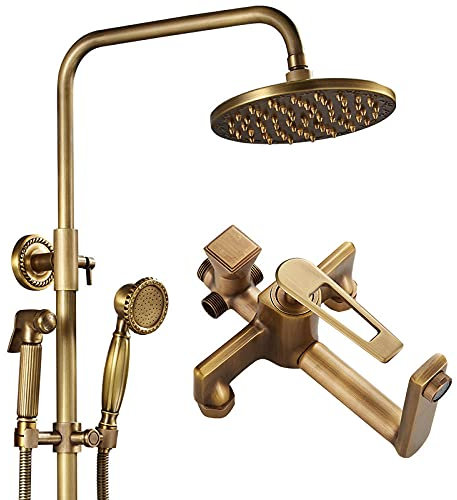 Gnailur Regendusche Set Antik Bronze Badarmaturen mit Duschkopf Handbrause Messing Wand Badewanne Wasserhahn Mischbatterie