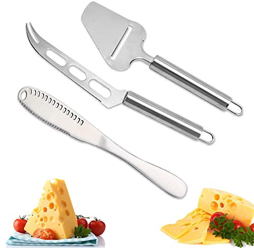 3 Pièces Outils à Fromage, Ensemble de Couteaux à Fromage en Acier Inoxydable, Spatule pour Fourchette à Fromage, Ensemble de Couteaux à Fromage, pour Fromage, Pain, Gateaux et Beurre