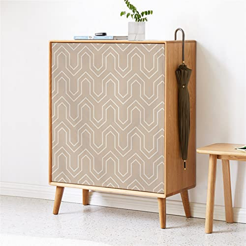 LIVEINU Schrankvorhänge für Küche, Kleiderschrank, Badezimmer, Staubdichter Vorhang für Regale, Wandpaneele, hängende Tür, Japanische Noren, Klettverschluss 40cm B x 80cm H Geometrisches Beige