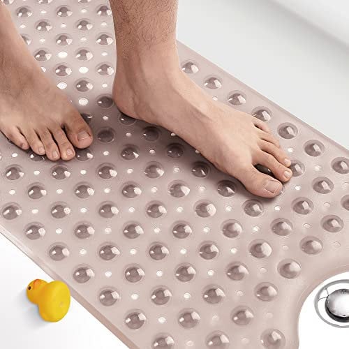 HITSLAM Badewannenmatte rutschfest, 101 x 40cm Extra Lange Antirutschmatte Badewanne, Duschmatte rutschfest BPA Frei, Schimmelresistent & Maschinenwaschbar Badematte, Grau