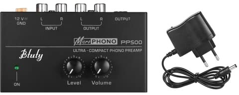 Btuty Phono Preamp Ultra Compact Preamp with Pegel and Volume Controls 1/4 RCA Input and Output