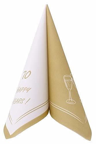 APARTina Serviette HAPPY YEARS, stoffähnlich ideal für 70. Geburtstage, 40 x 40 cm, 50 Stück Einwegservietten stoffähnliche hochwertige Geburtstagsservietten Servietten (Gold, 70 Jahre)