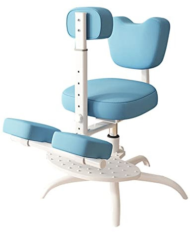 WAEYZ Einstellbare Hebe Kniend Stuhl, Student Verbessert und Korrigiert Haltung Stuhl, Ergonomische Sitzgelegenheiten, Brust Schutz Bar, Fünf Kralle Struktur Beinauflage (Color : Blue)