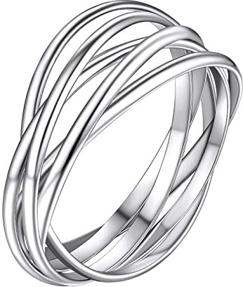Supcare Eheringe Silber Damen Ringe 925 Silber Ringe 5er verflochten Ringe Engagement Ring Silber 925 Wedding Ring 5 in 1 Anxiety Relief Fidget Ring Vorsteckring Modeschmuck für Jahrestag